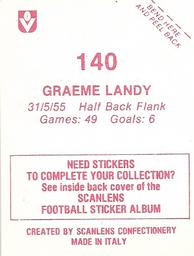 1983 Scanlens VFL Stickers #140 Graeme Landy Back